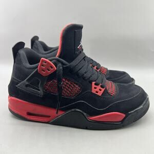 Youth's 7 / Women's 8.5 - Air Jordan 4 Retro Basketball Shoes Black Red Sneakers